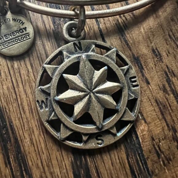 Alex and Ani Gold Tone Compass Adjustable Positive Energy Antique Gold Bracelet - Picture 2 of 5